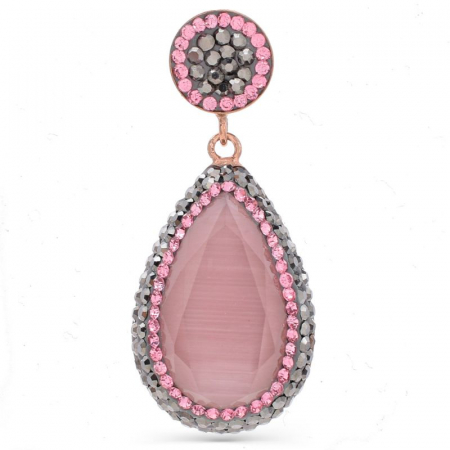 Pandantiv argint placat cu aur roz 14 K - ochi de pisica roz [0]