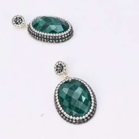 Pandantiv argint rodiat cu smarald oval, hematit, CZ [1]