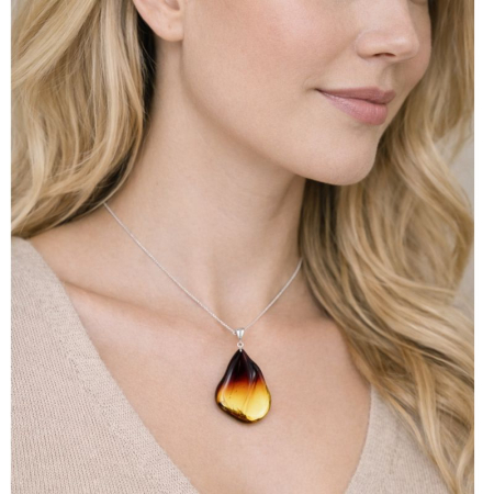 Pandantiv argint statement cu chihlimbar ombre Golden Sunset [1]