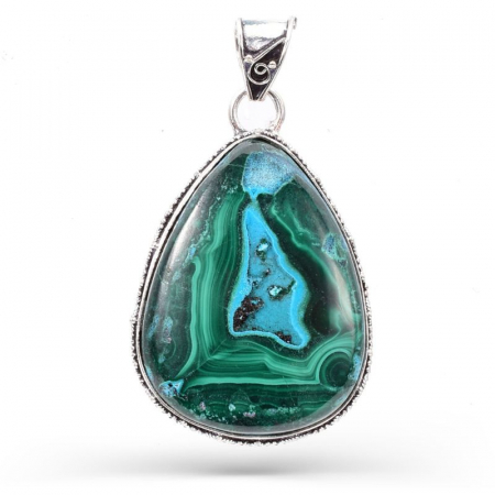 Pandantiv argint statement cu malachit-crisocola [0]