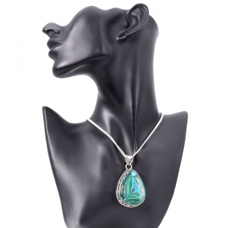 Pandantiv argint statement cu malachit-crisocola [1]