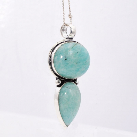 Pandantiv argint statement duo amazonit [2]