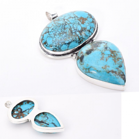 Pandantiv argint statement duo cu turcoaz [3]