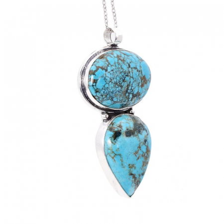 Pandantiv argint statement duo cu turcoaz [2]