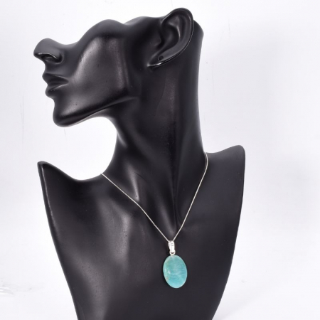 Pandantiv cu amazonit oval si anou din argint [1]