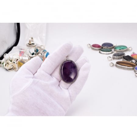 Pandantiv cu ametist mare, oval din argint filigran Vis Violet [4]