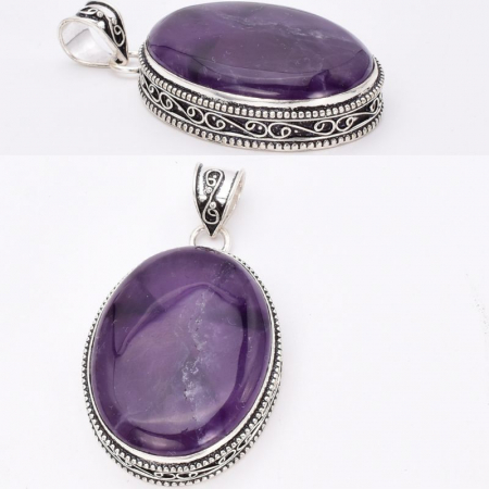 Pandantiv cu ametist mare, oval din argint filigran Vis Violet [2]
