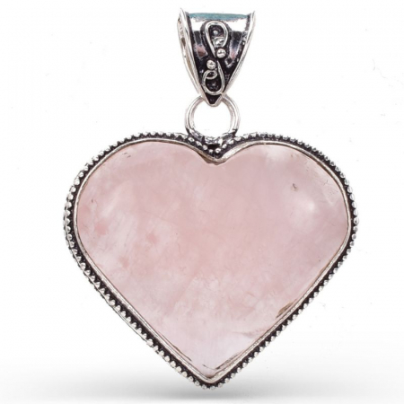 Pandantiv cu cuart roz din argint inima [0]