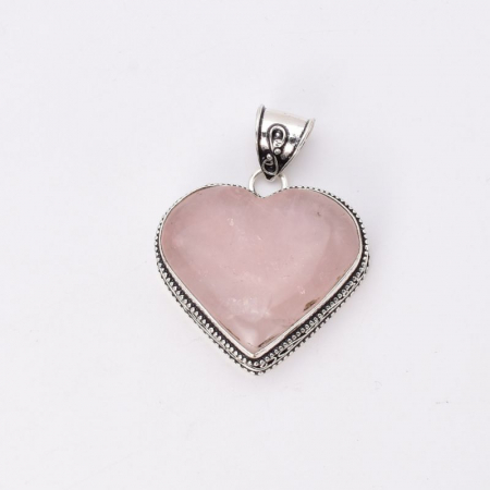Pandantiv cu cuart roz din argint inima [4]