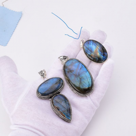 Pandantiv cu labradorit din argint oval Apus Arctic [5]