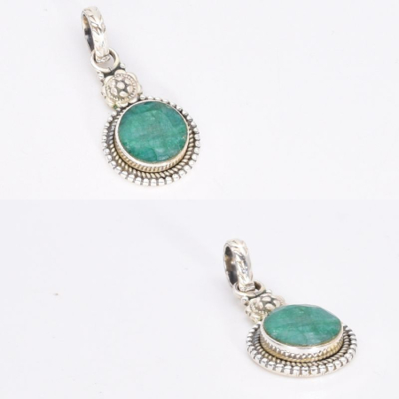 Pandantiv cu smarald rotund din argint 925 [2]