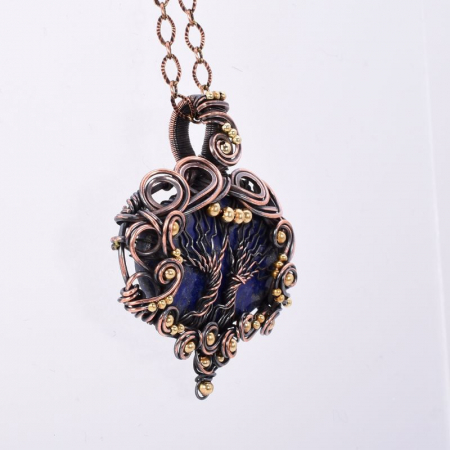 Pandantiv cupru cu lapis lazuli Copacul Vietii [4]