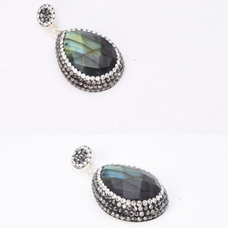 Pandantiv de argint cu labradorit, hematit, CZ [3]