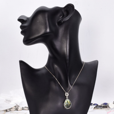 Pandantiv de argint cu labradorit, hematit, CZ [1]