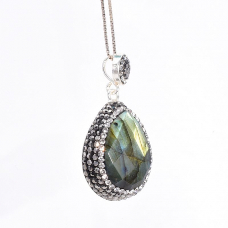 Pandantiv de argint cu labradorit, hematit, CZ [2]