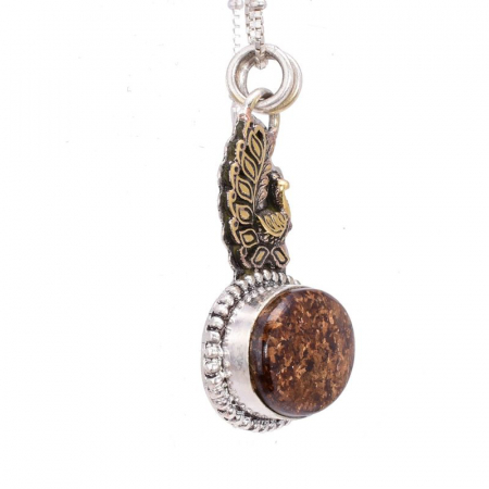 Pandantiv de argint Paun Indian cu piatra bronzit [1]