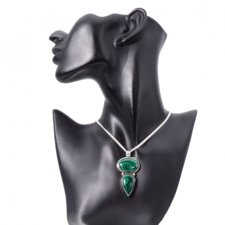 Pandantiv argint statement duo cu malachit [1]