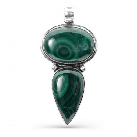 Pandantiv argint statement duo cu malachit [0]