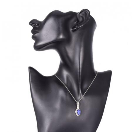Pandantiv de argint, safir albastru, forma para, model rawa [2]