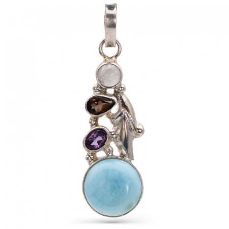 Pandantiv argint cu larimar, piatra lunii, cuart fumuriu si ametist [0]