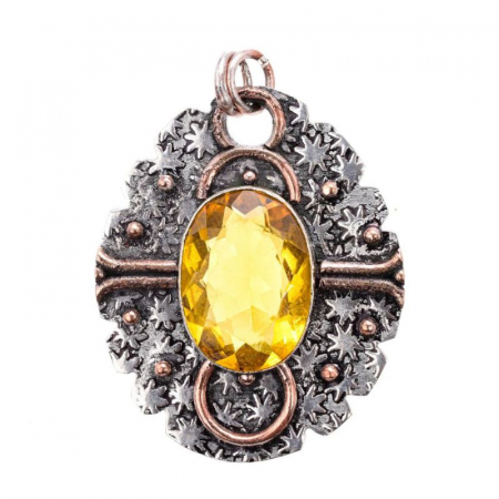 Pandantiv din argint cu piatra citrin, stil vintage [0]