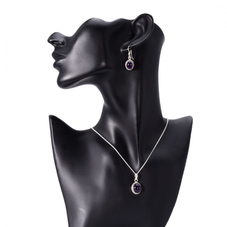 Set argint ametist Funie Rasucita- cercei, pandantiv, lantisor [2]