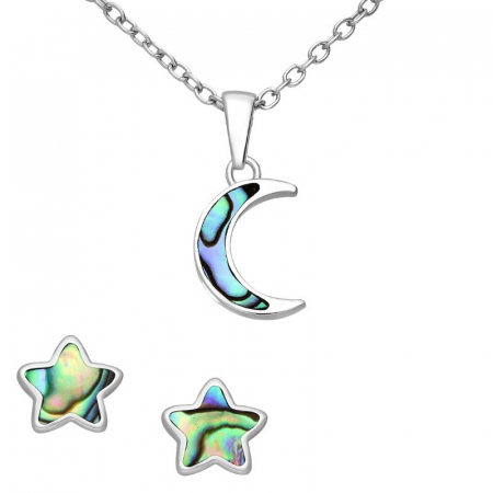 Set argint Astre cu abalone - cercei, pandantiv, lant [0]