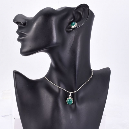 Set argint Cadou Pentru Ea cu piatra onix verde [2]