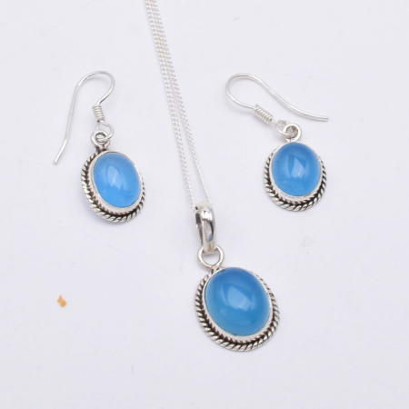 Set argint calcedonia Funie Rasucita - cercei, pandantiv, lantisor [1]