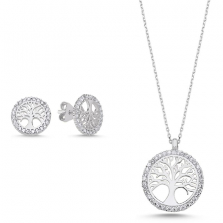 Set argint Copacul Vietii CZ - cercei, pandantiv, lantisor [0]
