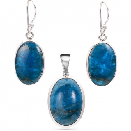Set argint cu apatit albastru - cercei, pandantiv [0]
