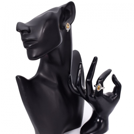 Set argint cu citrin - cercei si inel [1]