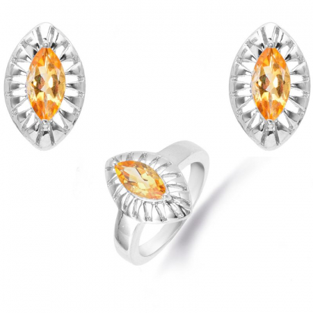 Set argint cu citrin - cercei si inel [0]