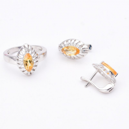 Set argint cu citrin - cercei si inel [4]