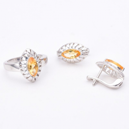 Set argint cu citrin - cercei si inel [2]