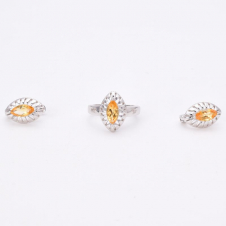 Set argint cu citrin - cercei si inel [3]