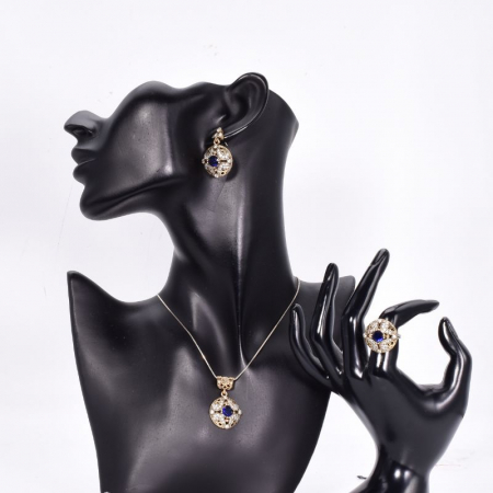 Set argint cu cubic zirconia albastre, albe rotund [1]