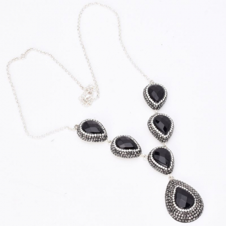 Set argint cu onix, hematit si CZ - cercei si colier [7]
