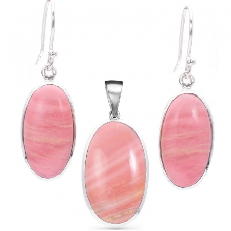 Set argint cu opal autralian roz - cercei, pandantiv [0]