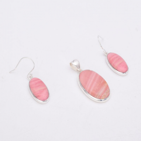 Set argint cu opal autralian roz - cercei, pandantiv [2]