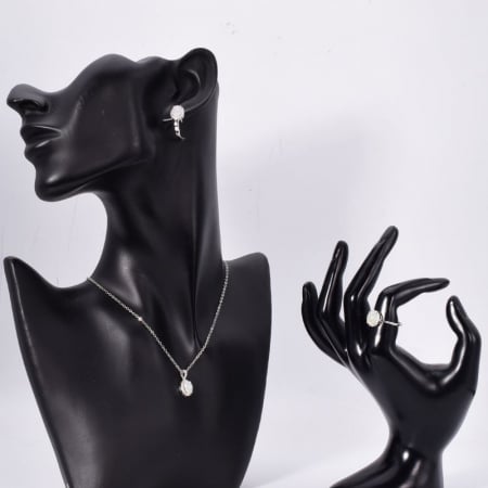 Set argint cu opal etiopian si cubic zirconia - cercei, pandantiv, inel [1]