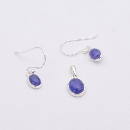 Set argint cu tanzanit oval - cercei si pandantiv [2]