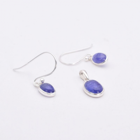 Set argint cu tanzanit oval - cercei si pandantiv [1]