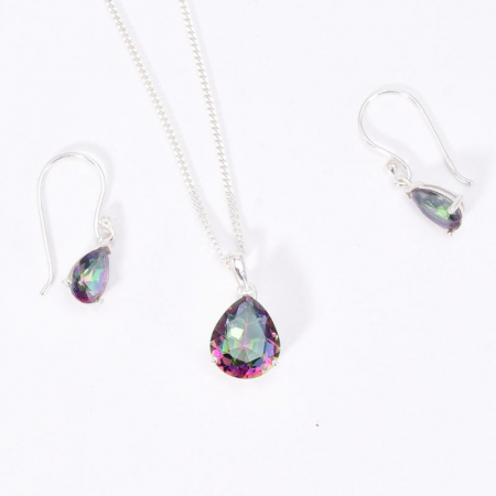 Set argint cu topaz mistic - cercei, pandantiv, lantisor [4]