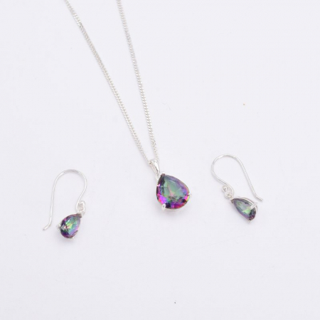 Set argint cu topaz mistic - cercei, pandantiv, lantisor [3]