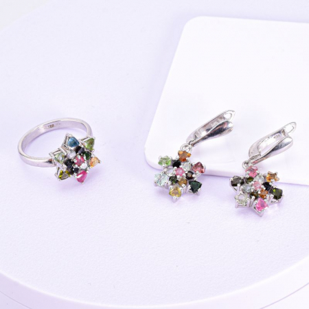 Set argint dama cu turmalina multicolora [1]