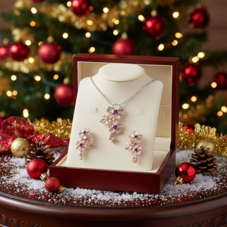 Set argint Floare de Cires cu rodolit [1]