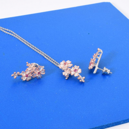 Set argint Floare de Cires cu rodolit [2]