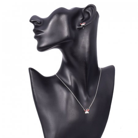 Set argint Fluture cubic zirconia rosu-portocaliu [1]