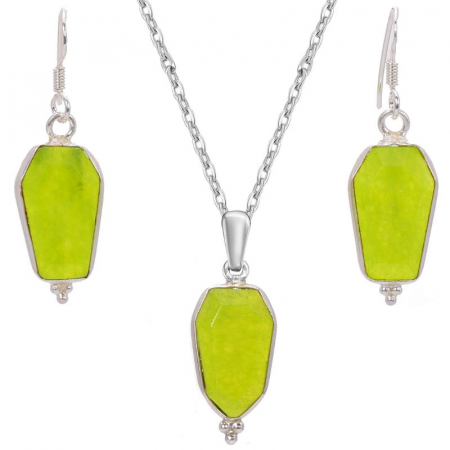 Set argint jad nefrit - cercei, pandantiv, lant [0]